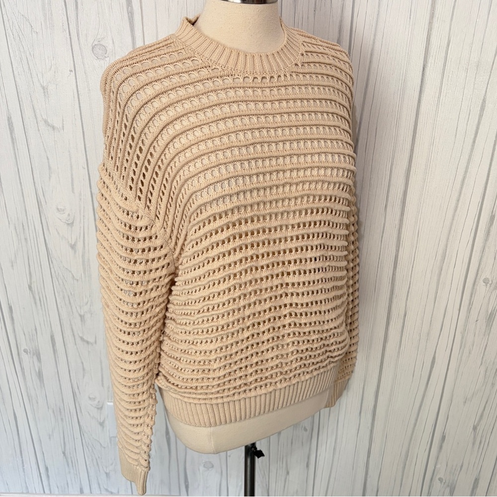 ZARA Oversized Chunky Open Knit Sweater in Beige, S/M - Picture 6 of 12